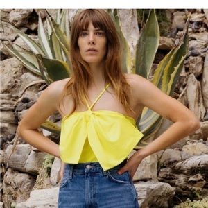 NWT Zara Yellow Bodysuit with Big Bow size Large!!